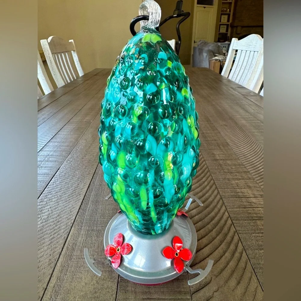 Hummingbird Feeder Handcrafted - Handblown Glass (NWOT)